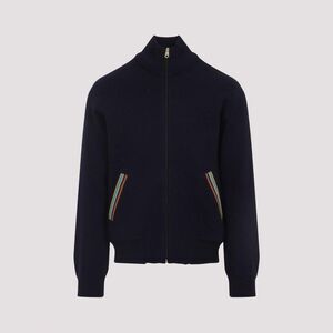 PS PAUL SMITH Men's Full-Zip Knitted Sweater with Stand Collar Men BLUE